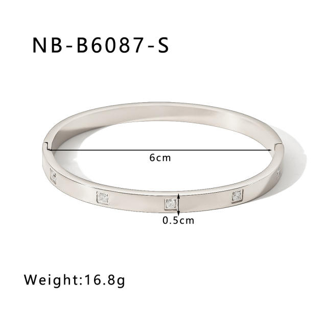 Hot sale gold silver color stainless steel diamond bangle bracelet collection