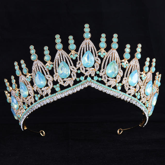 Baroque trend luxury colorful jelly color stone setting wedding hair crown