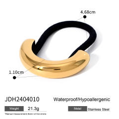 Chunky geometric curve stainless steel hair ties for women