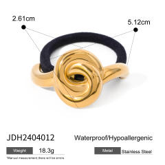 Chunky geometric curve stainless steel hair ties for women