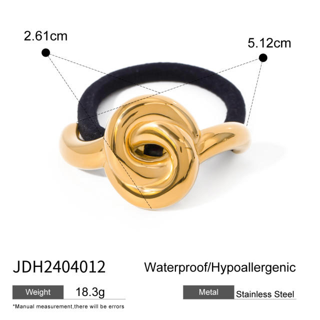 Chunky geometric curve stainless steel hair ties for women