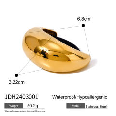 Chunky geometric curve stainless steel hair ties for women