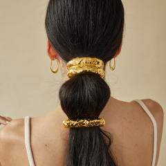 Chunky geometric curve stainless steel hair ties for women