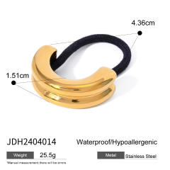 Chunky geometric curve stainless steel hair ties for women
