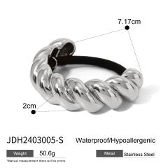 Chunky geometric curve stainless steel hair ties for women