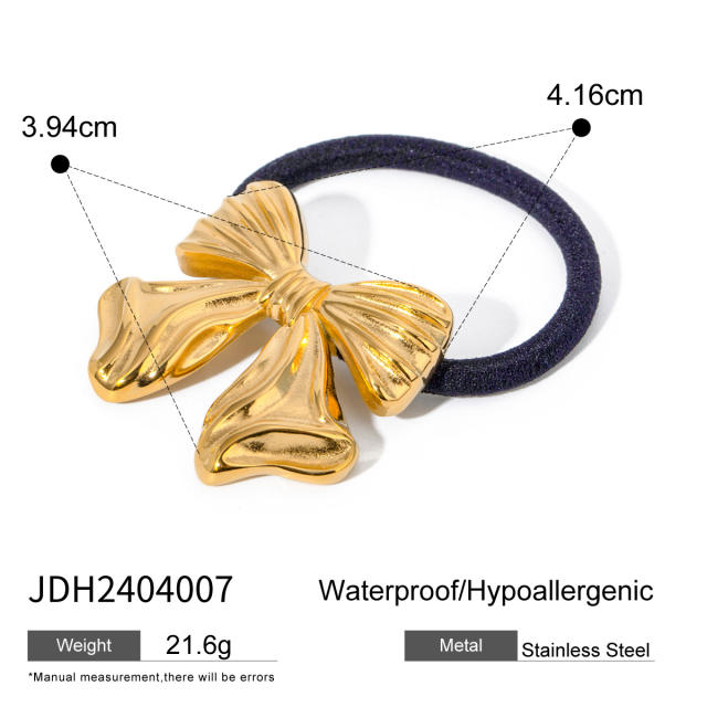 Chunky geometric curve stainless steel hair ties for women