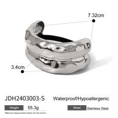 Chunky geometric curve stainless steel hair ties for women