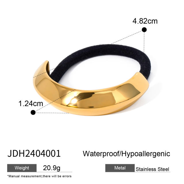 Chunky geometric curve stainless steel hair ties for women