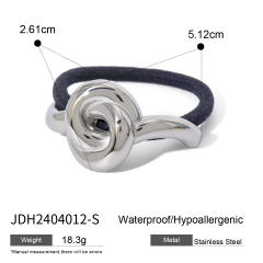 Chunky geometric curve stainless steel hair ties for women
