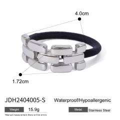 Chunky geometric curve stainless steel hair ties for women