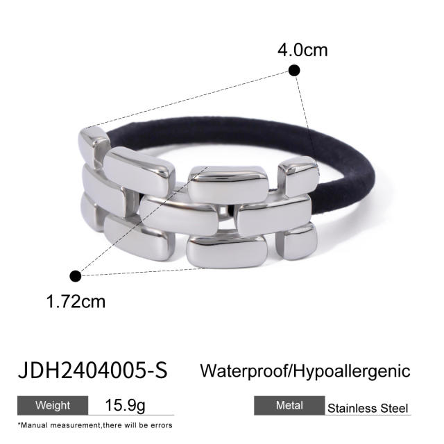 Chunky geometric curve stainless steel hair ties for women