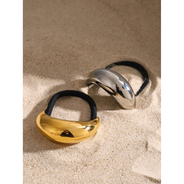 Chunky geometric curve stainless steel hair ties for women