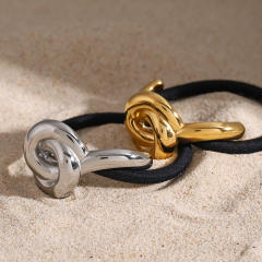 Chunky geometric curve stainless steel hair ties for women