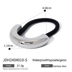 Chunky geometric curve stainless steel hair ties for women