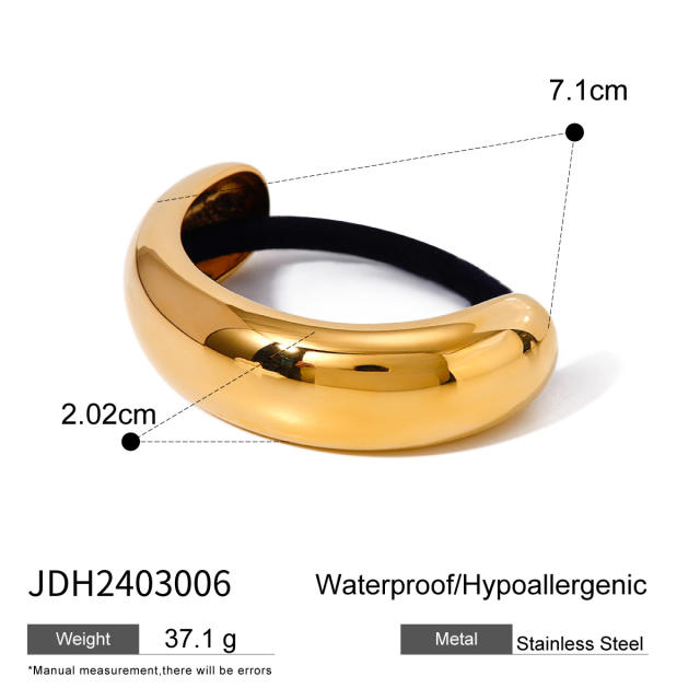 Chunky geometric curve stainless steel hair ties for women