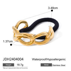 Chunky geometric curve stainless steel hair ties for women