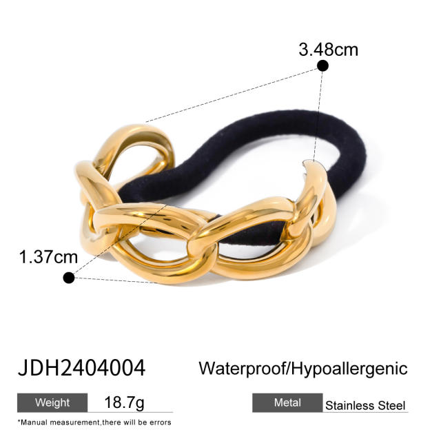 Chunky geometric curve stainless steel hair ties for women