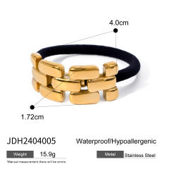 Chunky geometric curve stainless steel hair ties for women