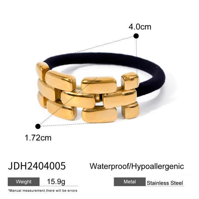 Chunky geometric curve stainless steel hair ties for women