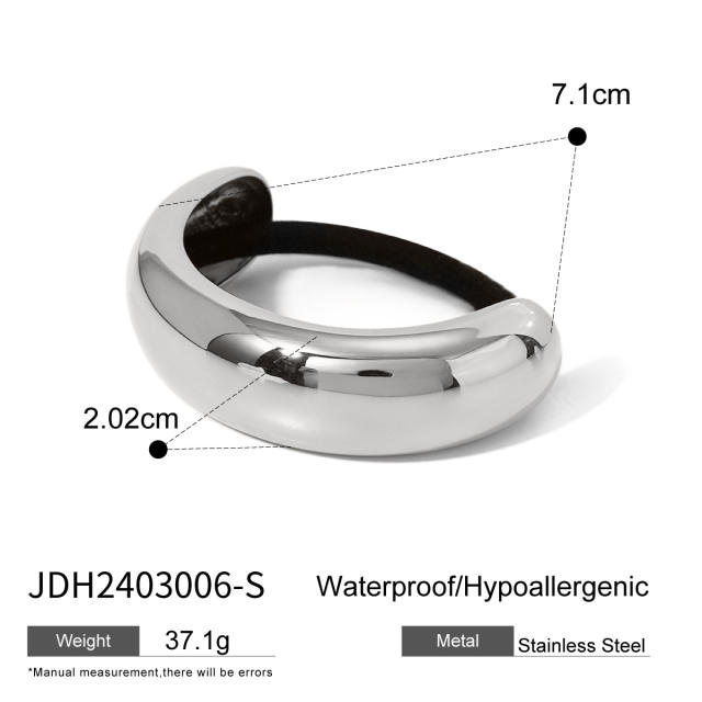 Chunky geometric curve stainless steel hair ties for women