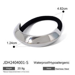 Chunky geometric curve stainless steel hair ties for women