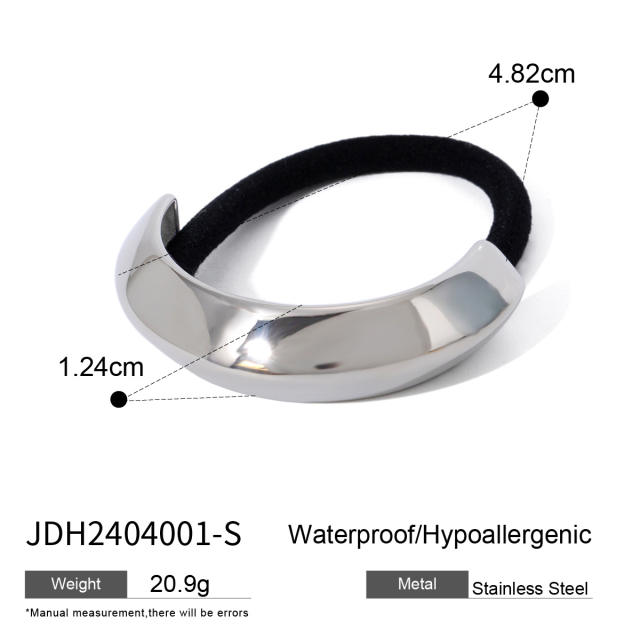 Chunky geometric curve stainless steel hair ties for women
