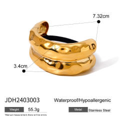 Chunky geometric curve stainless steel hair ties for women