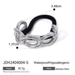 Chunky geometric curve stainless steel hair ties for women