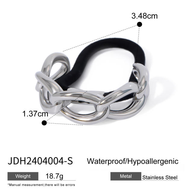 Chunky geometric curve stainless steel hair ties for women