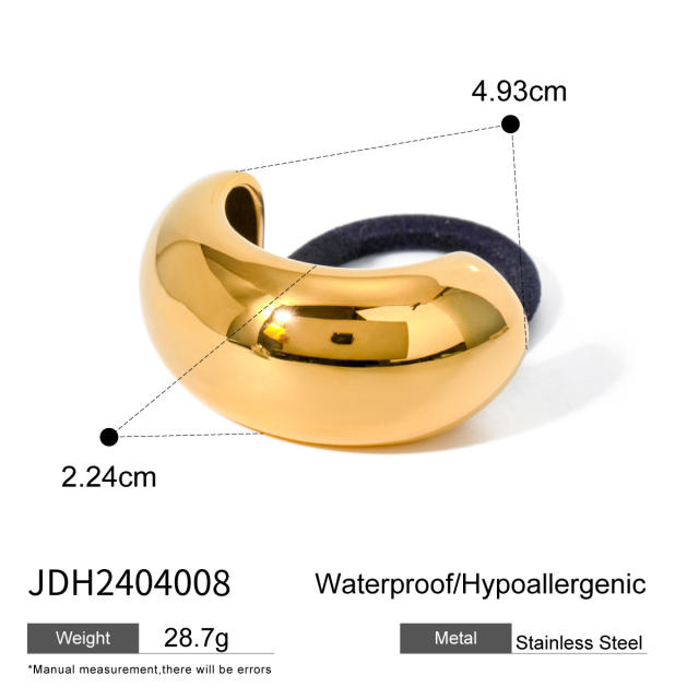 Chunky geometric curve stainless steel hair ties for women