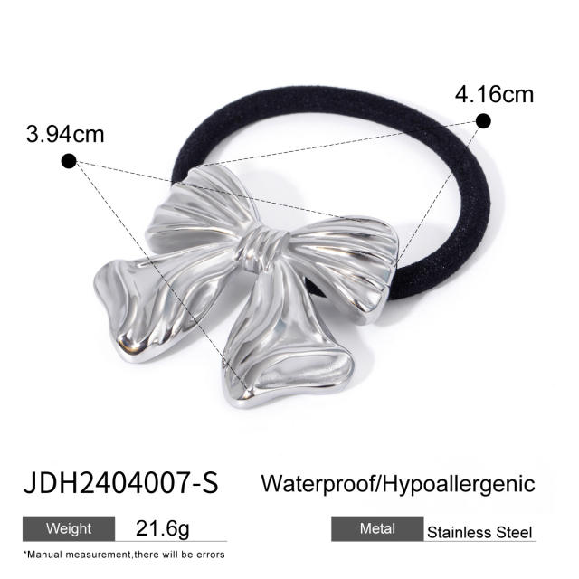 Chunky geometric curve stainless steel hair ties for women