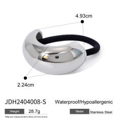 Chunky geometric curve stainless steel hair ties for women