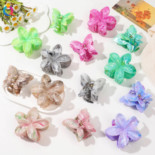 Large size marle pattern flower butterfly hair claw clips