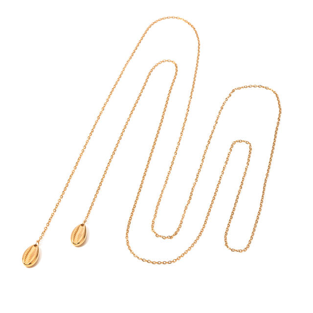 18KG elegant shell charm long strappy choker necklace stainless steel necklace