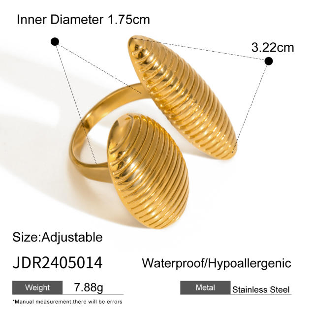 18KG chunky unique striped pattern stainless steel finger rings