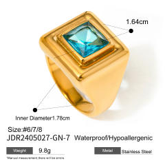 18KG chunky colorful blue crystal stainless steel finger rings