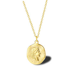 18K Queen Elizabeth II coin pendant stainless steel necklace
