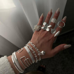 18KG chunky unique striped pattern stainless steel finger rings