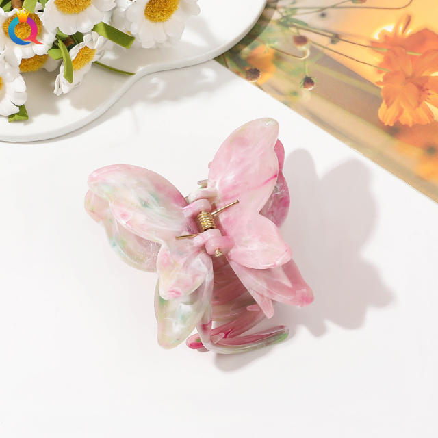 Large size marle pattern flower butterfly hair claw clips