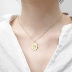 18K Queen Elizabeth II coin pendant stainless steel necklace