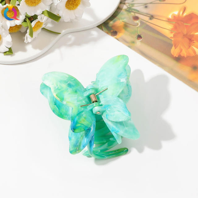 Large size marle pattern flower butterfly hair claw clips