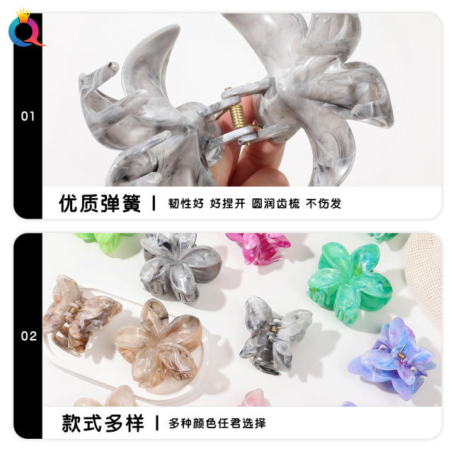 Large size marle pattern flower butterfly hair claw clips