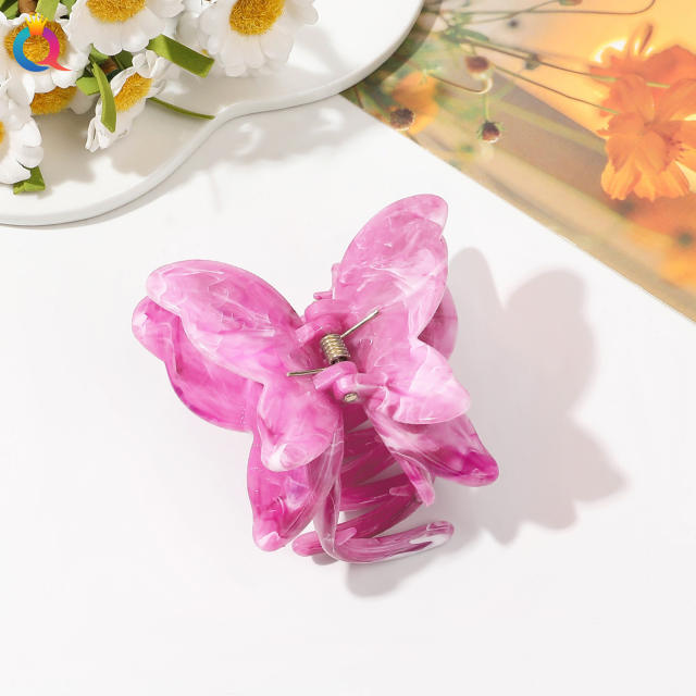 Large size marle pattern flower butterfly hair claw clips