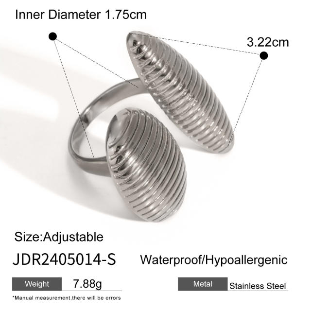 18KG chunky unique striped pattern stainless steel finger rings