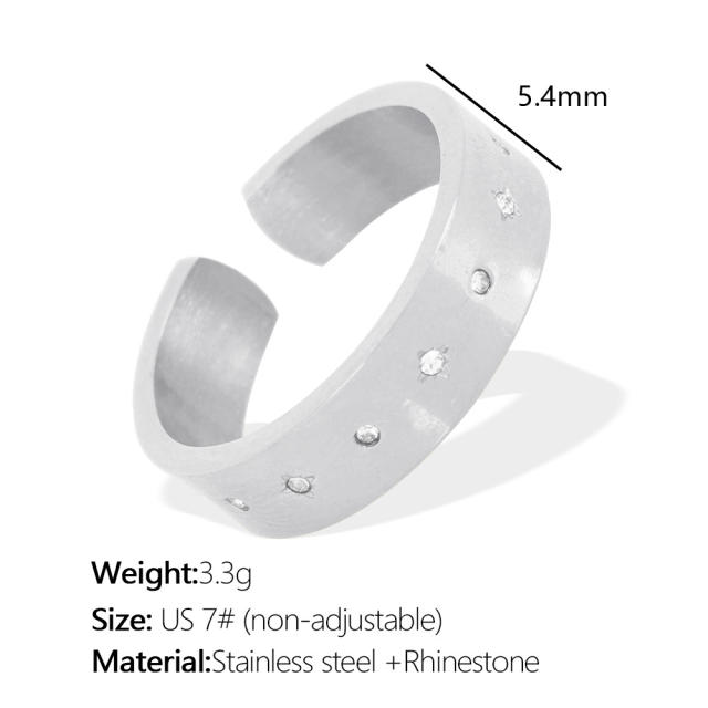 Concise easy match rhinestone setting stainless steel big hoop earrings finger rings
