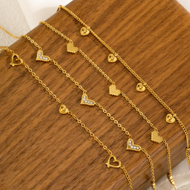 Creative easy match tiny heart stainless steel choker necklace dainty necklace