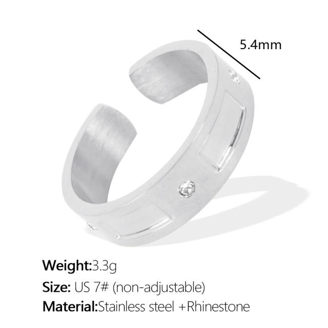 Concise easy match rhinestone setting stainless steel big hoop earrings finger rings
