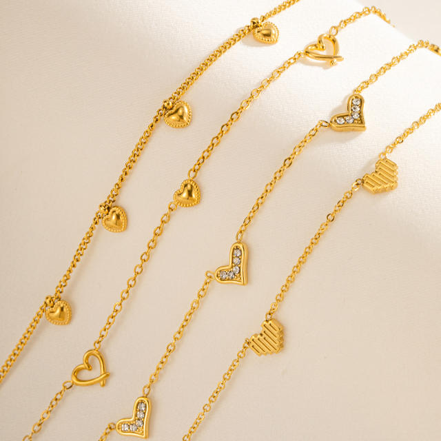 Creative easy match tiny heart stainless steel choker necklace dainty necklace