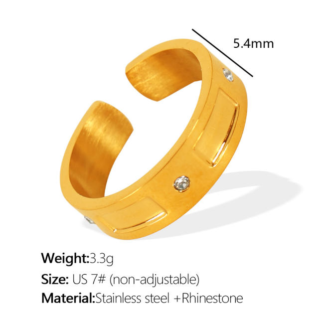 Concise easy match rhinestone setting stainless steel big hoop earrings finger rings
