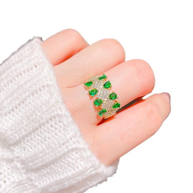 Korean fashion faux emerald statement finger rings